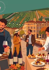 lllustration représentant un banquet insolite
