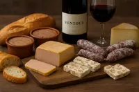 Plateau de produits à déguster avec un vin AOC Ventoux